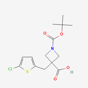 molecular formula C14H18ClNO4S B2902140 3-[(5-Chlorothiophen-2-yl)methyl]-1-[(2-methylpropan-2-yl)oxycarbonyl]azetidine-3-carboxylic acid CAS No. 2007742-25-6