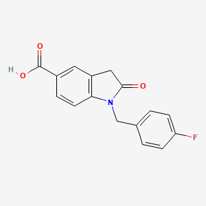 molecular formula C16H12FNO3 B2902146 1-(4-Fluorobenzyl)-2-oxo-5-indolinecarboxylic acid CAS No. 1706461-88-2