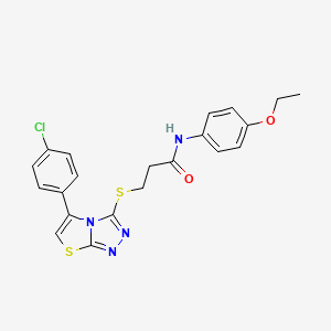 molecular formula C21H19ClN4O2S2 B2902151 3-((5-(4-chlorophenyl)thiazolo[2,3-c][1,2,4]triazol-3-yl)thio)-N-(4-ethoxyphenyl)propanamide CAS No. 671200-05-8