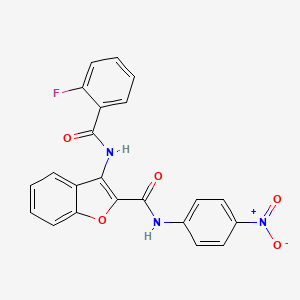 molecular formula C22H14FN3O5 B2902158 3-(2-fluorobenzamido)-N-(4-nitrophenyl)benzofuran-2-carboxamide CAS No. 887898-23-9