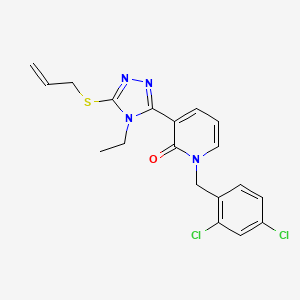 molecular formula C19H18Cl2N4OS B2902165 1-[(2,4-Dichlorophenyl)methyl]-3-(4-ethyl-5-prop-2-enylsulfanyl-1,2,4-triazol-3-yl)pyridin-2-one CAS No. 477853-23-9