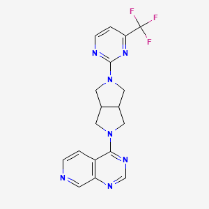 molecular formula C18H16F3N7 B2902174 4-[5-[4-(Trifluoromethyl)pyrimidin-2-yl]-1,3,3a,4,6,6a-hexahydropyrrolo[3,4-c]pyrrol-2-yl]pyrido[3,4-d]pyrimidine CAS No. 2415563-33-4
