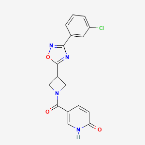 molecular formula C17H13ClN4O3 B2902185 5-(3-(3-(3-chlorophenyl)-1,2,4-oxadiazol-5-yl)azetidine-1-carbonyl)pyridin-2(1H)-one CAS No. 1351597-52-8