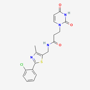 molecular formula C18H17ClN4O3S B2902190 N-((2-(2-chlorophenyl)-4-methylthiazol-5-yl)methyl)-3-(2,4-dioxo-3,4-dihydropyrimidin-1(2H)-yl)propanamide CAS No. 1448060-32-9