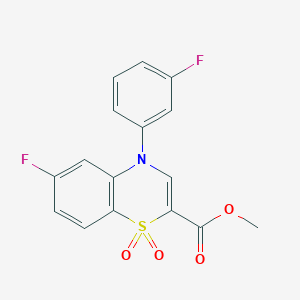 molecular formula C16H11F2NO4S B2902218 methyl 6-fluoro-4-(3-fluorophenyl)-4H-1,4-benzothiazine-2-carboxylate 1,1-dioxide CAS No. 1291858-42-8