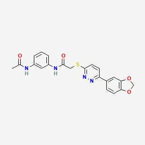molecular formula C21H18N4O4S B2902226 N-(3-acetamidophenyl)-2-((6-(benzo[d][1,3]dioxol-5-yl)pyridazin-3-yl)thio)acetamide CAS No. 872695-46-0