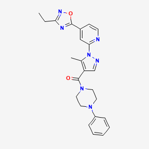 molecular formula C24H25N7O2 B2902230 {1-[4-(3-ethyl-1,2,4-oxadiazol-5-yl)-2-pyridyl]-5-methyl-1H-pyrazol-4-yl}(4-phenylpiperazino)methanone CAS No. 1251621-80-3