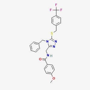 N-((4-benzyl-5-((4-(trifluoromethyl)benzyl)thio)-4H-1,2,4-triazol-3-yl)methyl)-4-methoxybenzamide