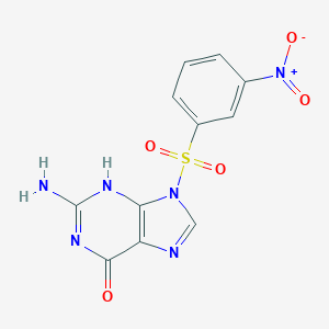 molecular formula C11H8N6O5S B290224 2-amino-9-(3-nitrophenyl)sulfonyl-3H-purin-6-one 