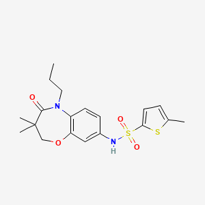 molecular formula C19H24N2O4S2 B2902241 N-(3,3-dimethyl-4-oxo-5-propyl-2,3,4,5-tetrahydrobenzo[b][1,4]oxazepin-8-yl)-5-methylthiophene-2-sulfonamide CAS No. 921997-57-1