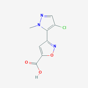 molecular formula C8H6ClN3O3 B2902254 3-(4-chloro-1-methyl-1H-pyrazol-5-yl)-1,2-oxazole-5-carboxylic acid CAS No. 1934595-97-7