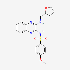 molecular formula C20H22N4O4S B2902262 4-methoxy-N-[3-(oxolan-2-ylmethylamino)quinoxalin-2-yl]benzenesulfonamide CAS No. 714236-41-6
