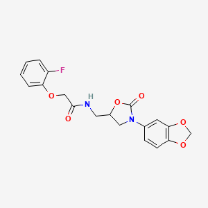 molecular formula C19H17FN2O6 B2902270 N-((3-(benzo[d][1,3]dioxol-5-yl)-2-oxooxazolidin-5-yl)methyl)-2-(2-fluorophenoxy)acetamide CAS No. 954676-33-6
