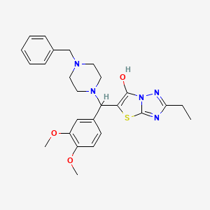 molecular formula C26H31N5O3S B2902275 5-((4-Benzylpiperazin-1-yl)(3,4-dimethoxyphenyl)methyl)-2-ethylthiazolo[3,2-b][1,2,4]triazol-6-ol CAS No. 886914-16-5