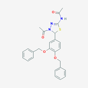 molecular formula C26H25N3O4S B290228 N-{4-acetyl-5-[3,4-bis(benzyloxy)phenyl]-4,5-dihydro-1,3,4-thiadiazol-2-yl}acetamide 