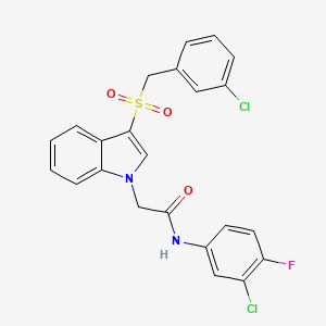 molecular formula C23H17Cl2FN2O3S B2902286 2-{3-[(3-chlorobenzyl)sulfonyl]-1H-indol-1-yl}-N-(3-chloro-4-fluorophenyl)acetamide CAS No. 891092-12-9