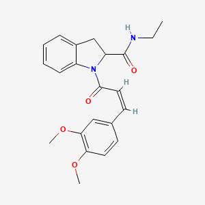 molecular formula C22H24N2O4 B2902291 (Z)-1-(3-(3,4-dimethoxyphenyl)acryloyl)-N-ethylindoline-2-carboxamide CAS No. 1103515-41-8