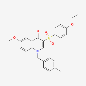 molecular formula C26H25NO5S B2902296 3-(4-Ethoxyphenyl)sulfonyl-6-methoxy-1-[(4-methylphenyl)methyl]quinolin-4-one CAS No. 866340-41-2