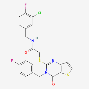 N-[(3-chloro-4-fluorophenyl)methyl]-2-({3-[(4-fluorophenyl)methyl]-4-oxo-3H,4H-thieno[3,2-d]pyrimidin-2-yl}sulfanyl)acetamide