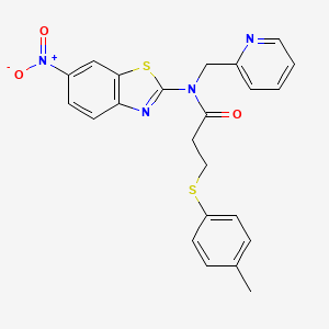 N-(6-nitrobenzo[d]thiazol-2-yl)-N-(pyridin-2-ylmethyl)-3-(p-tolylthio)propanamide