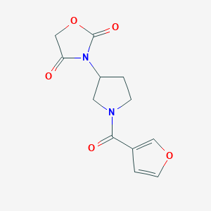 molecular formula C12H12N2O5 B2902313 3-(1-(Furan-3-carbonyl)pyrrolidin-3-yl)oxazolidine-2,4-dione CAS No. 2034523-86-7