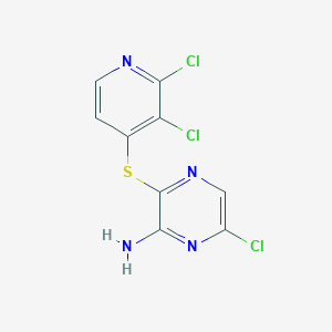 molecular formula C9H5Cl3N4S B2902317 6-Chloro-3-((2,3-dichloropyridin-4-yl)thio)pyrazin-2-amine CAS No. 1801693-92-4