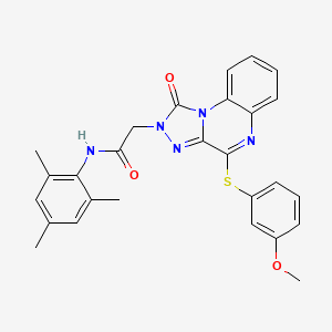 molecular formula C27H25N5O3S B2902327 N-mesityl-2-(4-((3-methoxyphenyl)thio)-1-oxo-[1,2,4]triazolo[4,3-a]quinoxalin-2(1H)-yl)acetamide CAS No. 1111316-83-6