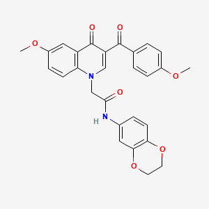 N-(2,3-dihydro-1,4-benzodioxin-6-yl)-2-[6-methoxy-3-(4-methoxybenzoyl)-4-oxoquinolin-1-yl]acetamide