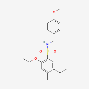 molecular formula C20H27NO4S B2902335 2-ethoxy-N-[(4-methoxyphenyl)methyl]-4-methyl-5-(propan-2-yl)benzene-1-sulfonamide CAS No. 1428151-92-1