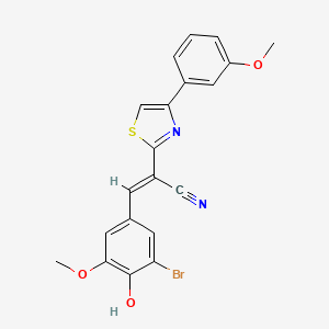 molecular formula C20H15BrN2O3S B2902356 (E)-3-(3-bromo-4-hydroxy-5-methoxyphenyl)-2-(4-(3-methoxyphenyl)thiazol-2-yl)acrylonitrile CAS No. 683254-63-9