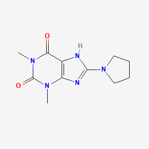 molecular formula C11H15N5O2 B2902360 1,3-dimethyl-8-(pyrrolidin-1-yl)-1H-purine-2,6(3H,7H)-dione CAS No. 30958-51-1