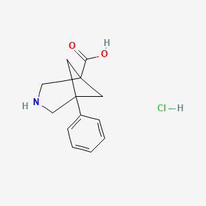 molecular formula C13H16ClNO2 B2902368 5-Phenyl-3-azabicyclo[3.1.1]heptane-1-carboxylic acid;hydrochloride CAS No. 2490374-84-8