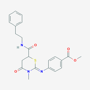 molecular formula C22H23N3O4S B290237 methyl 4-({(2E)-3-methyl-4-oxo-6-[(2-phenylethyl)carbamoyl]-1,3-thiazinan-2-ylidene}amino)benzoate 