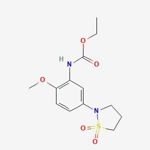 molecular formula C13H18N2O5S B2902377 Ethyl (5-(1,1-dioxidoisothiazolidin-2-yl)-2-methoxyphenyl)carbamate CAS No. 941994-55-4