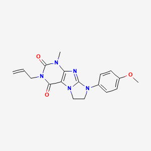 molecular formula C18H19N5O3 B2902384 6-(4-Methoxyphenyl)-4-methyl-2-prop-2-enyl-7,8-dihydropurino[7,8-a]imidazole-1,3-dione CAS No. 352522-69-1