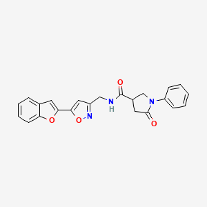 molecular formula C23H19N3O4 B2902387 N-((5-(benzofuran-2-yl)isoxazol-3-yl)methyl)-5-oxo-1-phenylpyrrolidine-3-carboxamide CAS No. 1170058-95-3