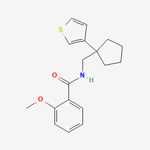 molecular formula C18H21NO2S B2902396 2-甲氧基-N-((1-(噻吩-3-基)环戊基)甲基)苯甲酰胺 CAS No. 1903364-99-7