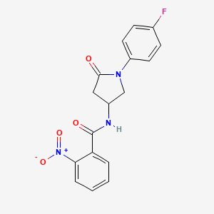 molecular formula C17H14FN3O4 B2902397 N-(1-(4-fluorophenyl)-5-oxopyrrolidin-3-yl)-2-nitrobenzamide CAS No. 896295-04-8