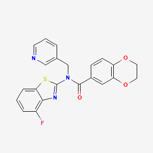 molecular formula C22H16FN3O3S B2902409 N-(4-fluorobenzo[d]thiazol-2-yl)-N-(pyridin-3-ylmethyl)-2,3-dihydrobenzo[b][1,4]dioxine-6-carboxamide CAS No. 895013-34-0