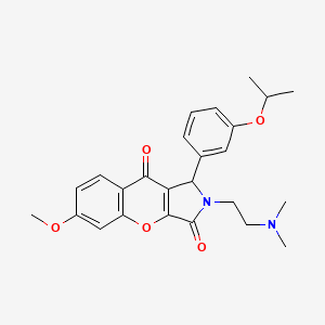 molecular formula C25H28N2O5 B2902410 2-(2-(Dimethylamino)ethyl)-1-(3-isopropoxyphenyl)-6-methoxy-1,2-dihydrochromeno[2,3-c]pyrrole-3,9-dione CAS No. 879579-31-4