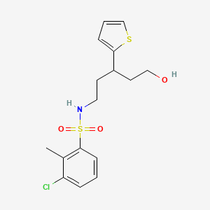 molecular formula C16H20ClNO3S2 B2902417 3-chloro-N-(5-hydroxy-3-(thiophen-2-yl)pentyl)-2-methylbenzenesulfonamide CAS No. 2034586-58-6