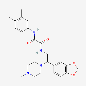 molecular formula C24H30N4O4 B2902418 N-[2-(1,3-benzodioxol-5-yl)-2-(4-methylpiperazin-1-yl)ethyl]-N'-(3,4-dimethylphenyl)ethanediamide CAS No. 896343-15-0