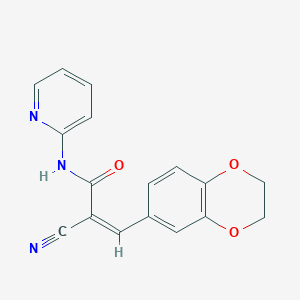 molecular formula C17H13N3O3 B2902430 (Z)-2-Cyano-3-(2,3-dihydro-1,4-benzodioxin-6-yl)-N-pyridin-2-ylprop-2-enamide CAS No. 852028-48-9