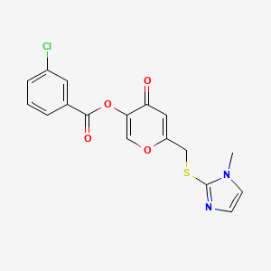 molecular formula C17H13ClN2O4S B2902434 6-(((1-methyl-1H-imidazol-2-yl)thio)methyl)-4-oxo-4H-pyran-3-yl 3-chlorobenzoate CAS No. 896308-65-9