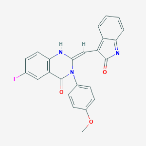 molecular formula C24H16IN3O3 B290244 (2Z)-6-iodo-3-(4-methoxyphenyl)-2-[(2-oxoindol-3-yl)methylidene]-1H-quinazolin-4-one 