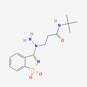 molecular formula C14H20N4O3S B2902440 N-(Tert-butyl)-3-[1-(1,1-dioxido-1,2-benzisothiazol-3-YL)hydrazino]propanamide CAS No. 299923-38-9