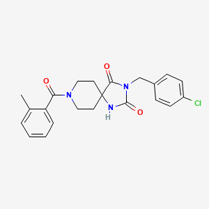 molecular formula C22H22ClN3O3 B2902448 3-(4-Chlorobenzyl)-8-(2-methylbenzoyl)-1,3,8-triazaspiro[4.5]decane-2,4-dione CAS No. 1021032-10-9