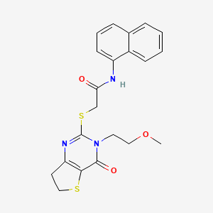 molecular formula C21H21N3O3S2 B2902455 2-((3-(2-methoxyethyl)-4-oxo-3,4,6,7-tetrahydrothieno[3,2-d]pyrimidin-2-yl)thio)-N-(naphthalen-1-yl)acetamide CAS No. 893371-20-5