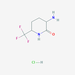 molecular formula C6H10ClF3N2O B2902466 3-Amino-6-(trifluoromethyl)piperidin-2-one;hydrochloride CAS No. 2375267-46-0