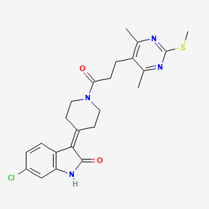 6-chloro-3-(1-{3-[4,6-dimethyl-2-(methylsulfanyl)pyrimidin-5-yl]propanoyl}piperidin-4-ylidene)-2,3-dihydro-1H-indol-2-one